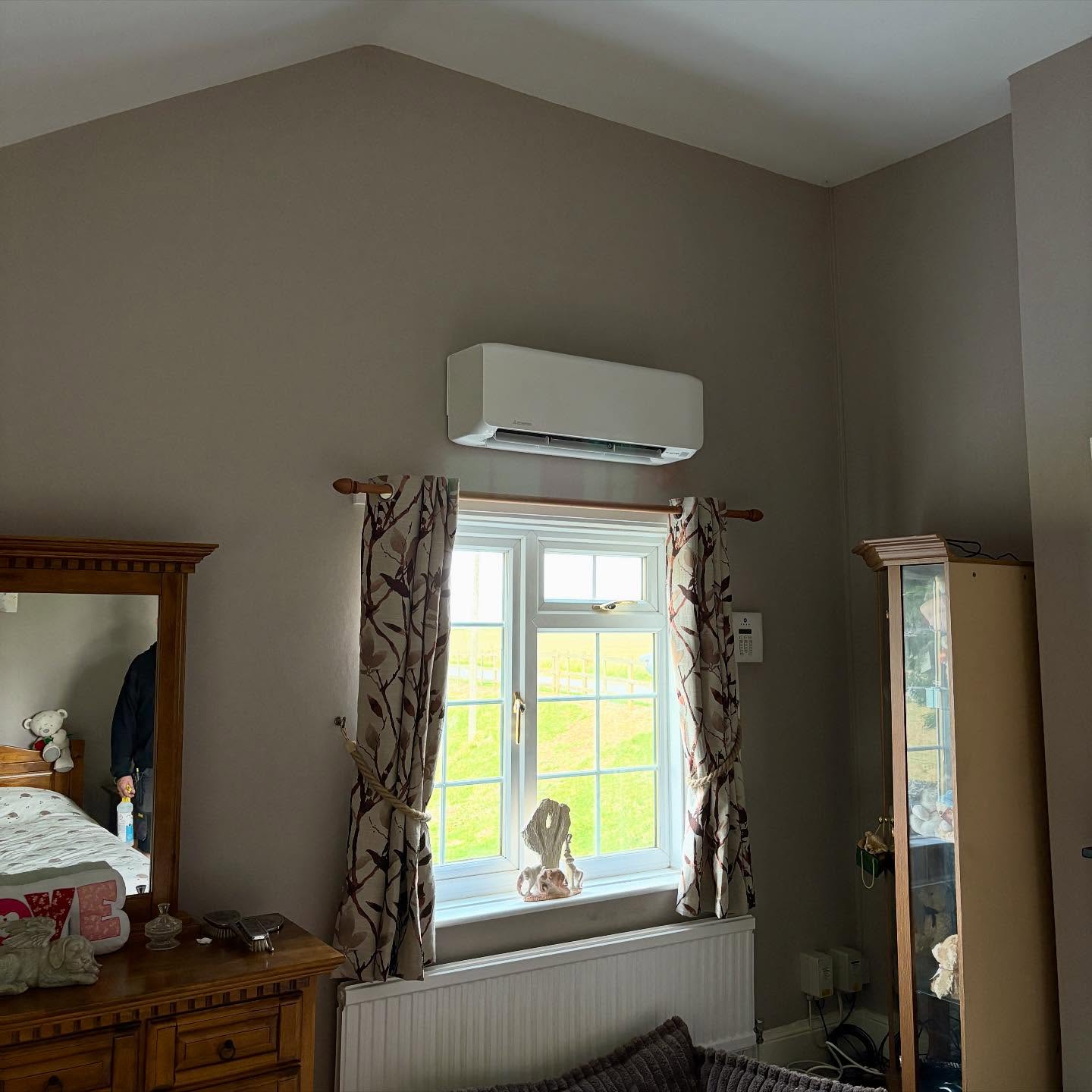 Wall-mounted aircon bedroom installation in Rochdale